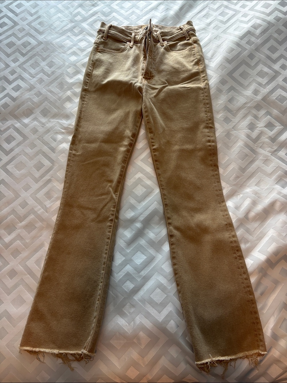 MOTHER High-Rise Wide-Leg Jeans in Tan